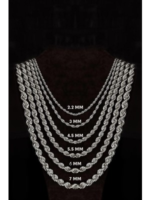 Osmanlı Gümüş 4.5mm Erkek Bayan Burma Model Halat Gümüş Kolye Zincir Gklhltburma-Gms