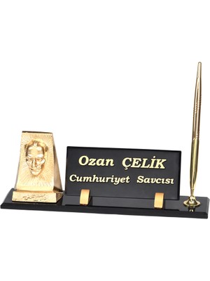 CLK Kabartma Kristal Atatürk Biblolulu Avukatlar Için Özel Altın Organizer Masa Isimlik