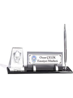 CLK Sublimasyon Alanlı Kristal Atatürk Biblolulu Avukatlar Için Özel Gümüş Organizer Masa Isimlik