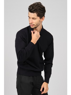 Pave Erkek Polo Yaka Yün Kazak 4358104 Lacivert