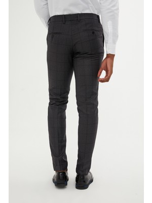 Hatemoğlu Erkek Antrasit Kareli Slim Fit Pantalon
