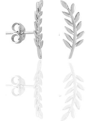 Söğütlü Silver Gümüş Rodyumlu Yaprak Modeli Küpe