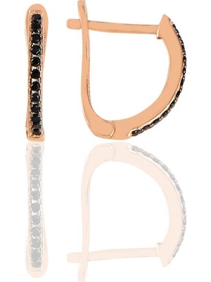 Söğütlü Silver Gümüş Rose Onix Sıra Taşlı Klipsli J Küpe