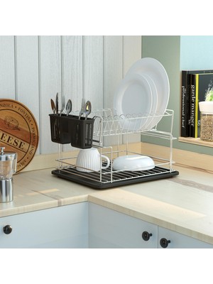 Tekno-tel KB010 Iki Katlı Bulaşıklık - Krom+Siyah