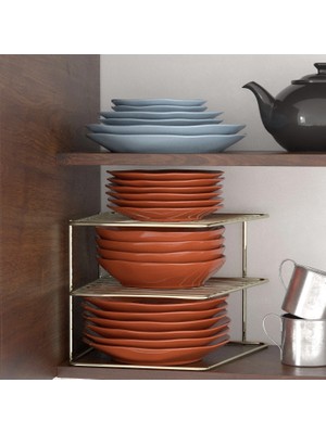 Tekno-tel DOLAP IÇİ DÜZENLEYİCİ MUTFAK RAFI METAL ALTIN SARI KB091