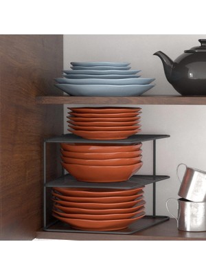 Tekno-tel KB091 Dolap Içi Düzenleyici Mutfak Rafı Metal Mat Siyah