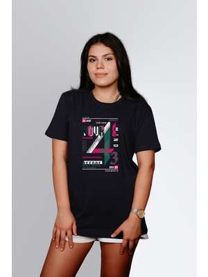 ErTa Passage Kadın Siyah Zihnini Aç Yazılı Baskılı Oversize T-Shirt T190528