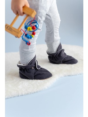 First Step Kaydırmaz Tabanlı Pamuk Astarlı Çıtçıtlı Antrasit Panduf