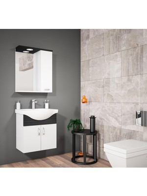 Orka Duru 65 cm Asma Mdf Freze Siyah Banyo Dolabı Takımı