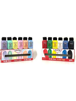Fatih Akrilik Boya Pastel Renk 6'lı + Ana Renk 6'lı 75 ml