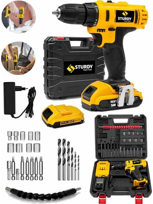 Sturdy 46 V 5 Ah Li-On X-Torq Metal Şanzıman Darbesiz Matkap 27 Parça Prof Usta Seti Hediyeli