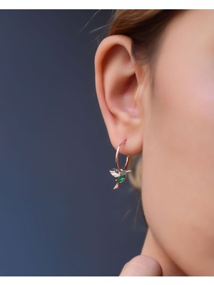 Papatya Silver 925 Ayar Gümüş Rose Kaplama Sevgi Kuşu Halka Küpe Tekli