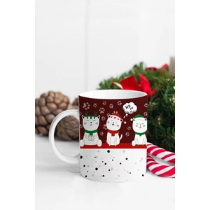 Yılbaşı Sevimli Kediler Tasarım Kupa Bardak