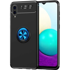 Case 4U A02 Kılıf Autofocus Shockprof Ravel Yüzüklü Standlı Slikon Kapak Siyah - Mavi