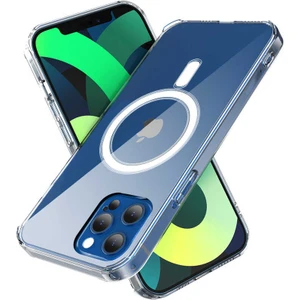 Case 4U Apple iPhone 13 Pro Max Kılıf Magsafe Wireless Kablosuz Şarj Destekli Şeffaf Darbe Emici Tacsafe Kapak Şeffaf