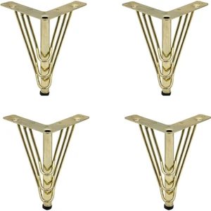 Tam Aksesuar - 3 Telli Mobilya Ayak 18 cm Metal Altın 4 Adet