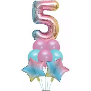 Parti Sürprizi  Unicorn Rainbow 5 Yaş Folyo Balon Set