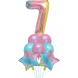 Parti Sürprizi Unicorn Rainbow 7 Yaş Folyo Balon Set