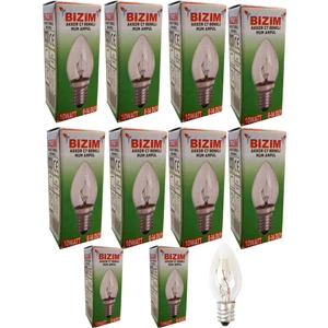 10 Adet E14 Duy Tuz Lambası Ampülü 10 Watt