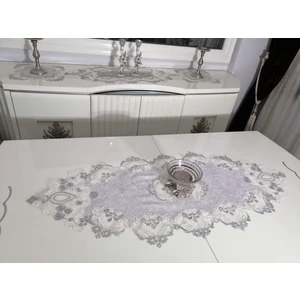 Lady Rio Fransız Dantel 5 Parça Salon Takımı, Runnerli Masa Örtülü Kadife Salon Takımı