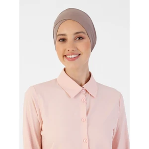 Penye Geniş Ebatlı Çapraz Geçme Bone - Koyu Vizon - Ecardin