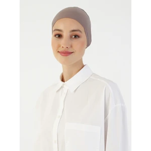 Nefes Alan Kumaş Geniş Ebatlı Bağcıklı Bone - Koyu Vizon - Ecardin