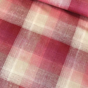 Bordo Kare Geçişli Ipekiş Keten Kumaş