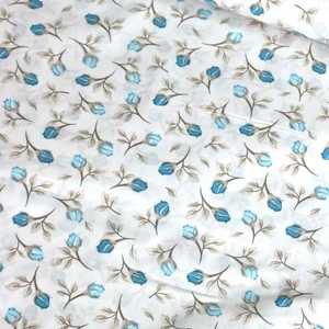 Daisy Star Mavi Gonca Gül Nevresimlik Poplin Kumaş