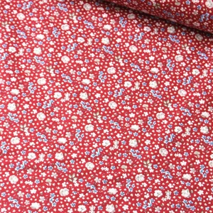 Daisy Star Kırmızı Renkli Çıtır Çiçekli Poplin Kumaş
