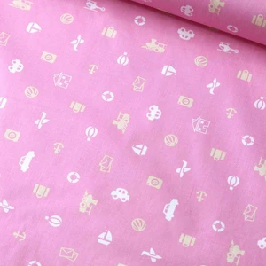 Daisy Star Pembe Arabalı Poplin Kumaş