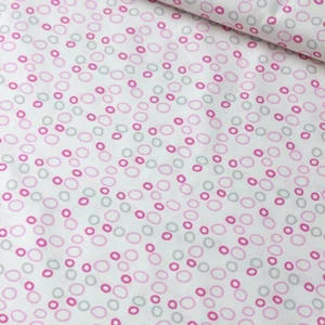 Daisy Star Pembe Yuvarlak Poplin Kumaş
