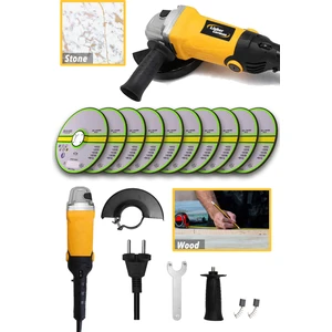 Lieber German Teknoloji Bakır Sargı Devir Ayarlı 3400 W Spiral Avuç Içi Kesme ve Taşlama Makinası 10 Taş