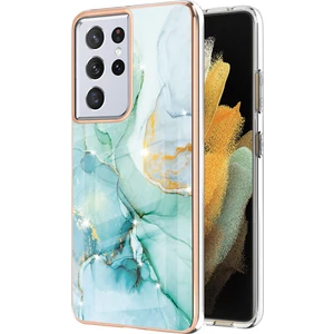 Samsung Galaxy S21 Ultra 5g Için Mermer Desen Yumuşak Tpu Tampon Kılıf Kapak Turkuaz (Yurt Dışından)