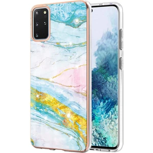 Samsung Galaxy S20+ Plus Için Mermer Desen Yumuşak Tpu Tampon Kılıf Kapak Turkuaz - Beyaz (Yurt Dışından)