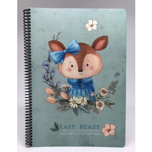 Easy Notes Sincap Desenli Spiralli Sert Kapak Defter 120 Yaprak Çizgili 17 x 24 cm