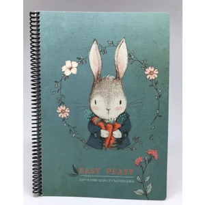 Easy Notes Tavşan Desenli Spiralli Sert Kapak Defter 120 Yaprak Çizgili 17 x 24 cm