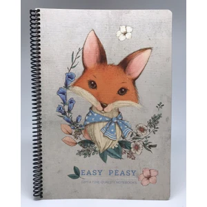 Easy Notes Tilki Desenli Spiralli Sert Kapak Defter 120 Yaprak Çizgili 17 x 24 cm