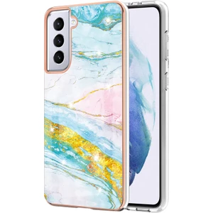 Samsung Galaxy S21 5g Için Mermer Desen Yumuşak Tpu Tampon Kılıf Kapak Turkuaz - Beyaz (Yurt Dışından)