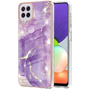 Samsung Galaxy A22 4g Için Mermer Desen Yumuşak Tpu Tampon Kılıf Kapak Mor (Yurt Dışından)