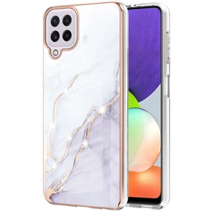 Samsung Galaxy A22 4g Için Mermer Desen Yumuşak Tpu Tampon Kılıf Kapak Beyaz (Yurt Dışından)