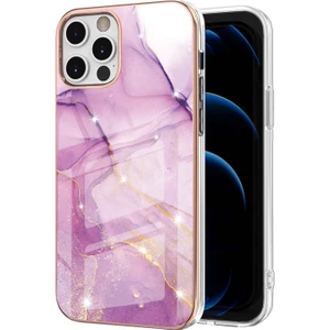 iPhone 12 / iPhone 12 Pro Için Mermer Desen Yumuşak Tpu Tampon Kılıf Kapak Pembe (Yurt Dışından)