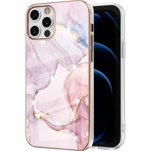 iPhone 12 / iPhone 12 Pro Için Mermer Desen Yumuşak Tpu Tampon Kılıf Kapak Rose Gold (Yurt Dışından)