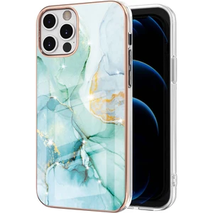 iPhone 12 / iPhone 12 Pro Için Mermer Desen Yumuşak Tpu Tampon Kılıf Kapak Turkuaz (Yurt Dışından)