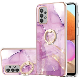 Samsung Galaxy A32 4g Için Mermer Desen Yumuşak Tpu Tampon Halka Tutucu Stand Kılıf Kapağı Pembe (Yurt Dışından)