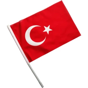 5 Adet Sopalı Türk Bayrağı  20 x 30 cm Raşel Kumaş Bayrak