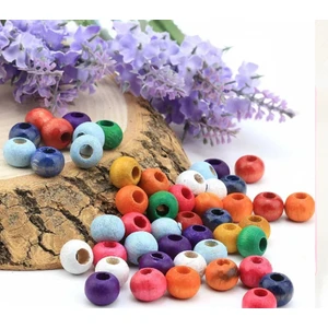TıkTık AL Karışık Renkli Ahşap Boncuk , 10 mm Yuvarlak , 100 gr (±320 Adet)