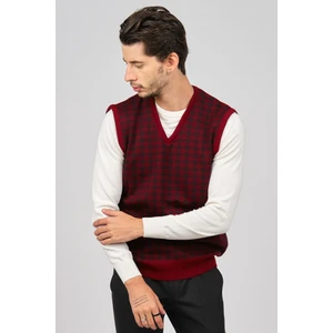 Erkek Desenli Yünlü Süveter 4539011 Bordo