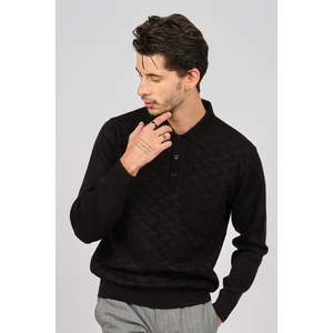 Erkek Desenli Yün Kazak 4538144 Siyah