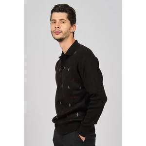 Erkek Desenli Yünlü Kazak 4539094 Siyah