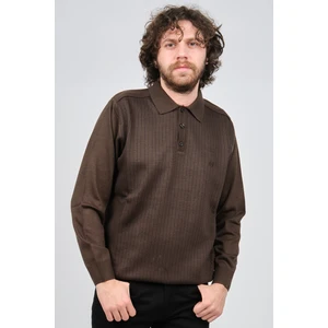 Erkek Desenli Polo Yaka Yün Kazak 1578417 Kahverengi